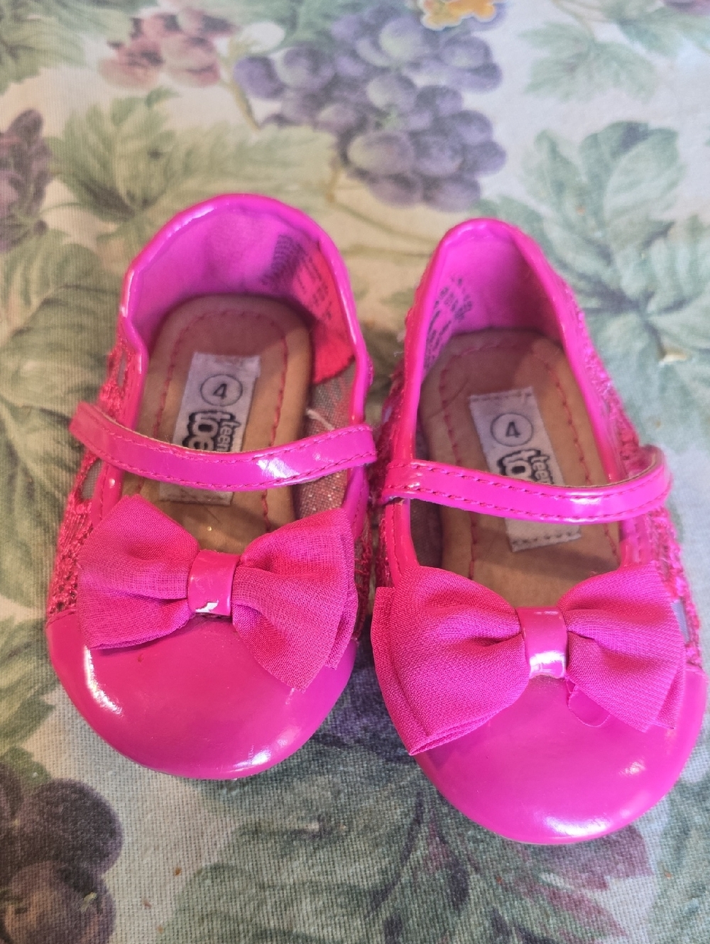 Kids Hot Pink Bow Mary Jane Shoes
